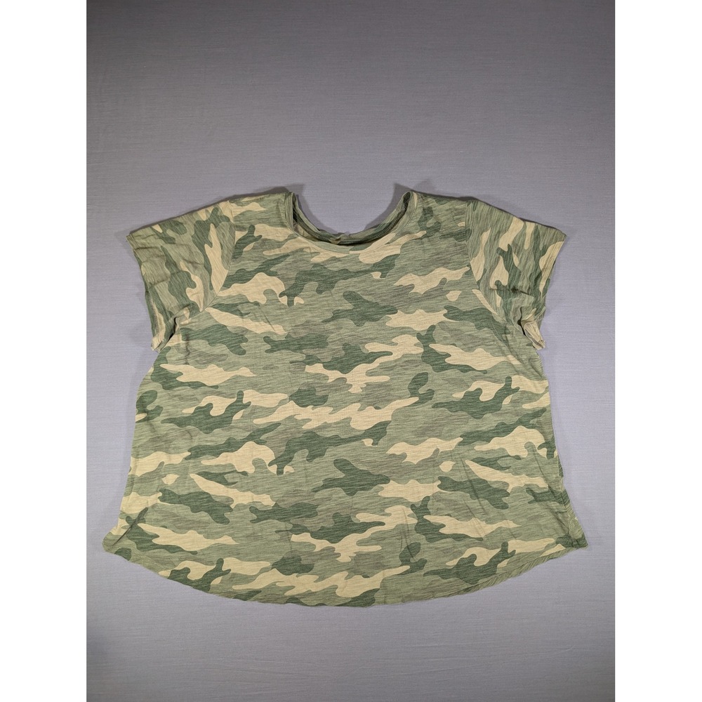 Old Navy EveryWear Camo Short Sleeve Tee Green Camouflage 3X Plus Cotton Slub